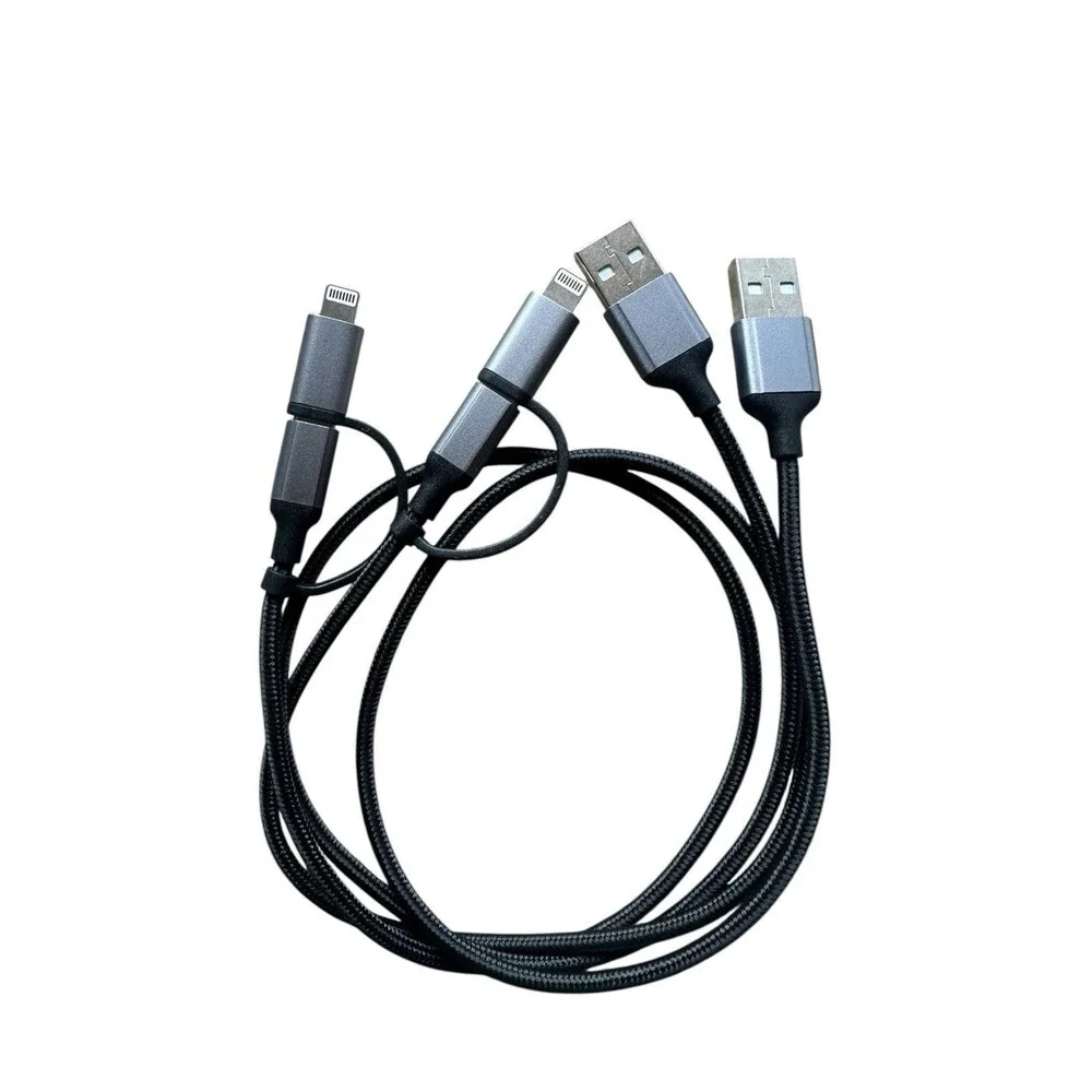 Lot 5 Braided Hybrid Charging Sync Cables USB w/ USB-C Lightening Adapter Micro